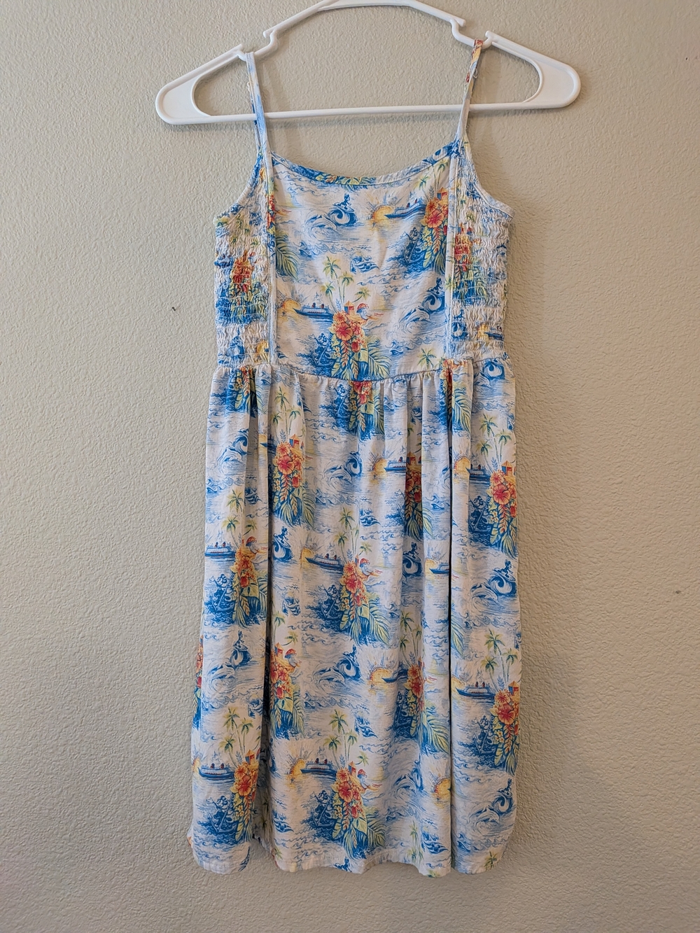 Girls Disney Cruise Line White Hawaiian Floral Mickey Sundress, Beachy